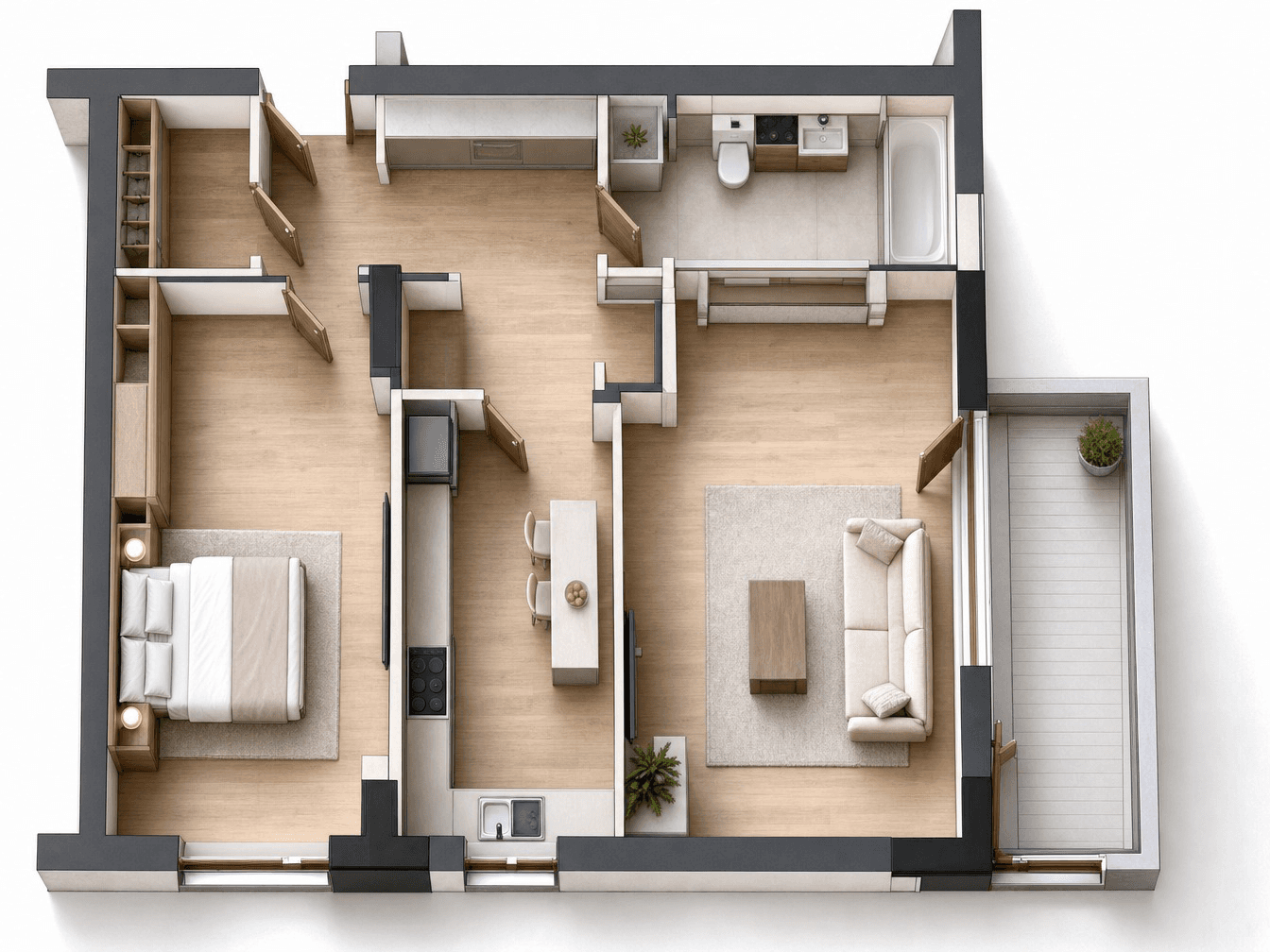 Plan apartament două camere