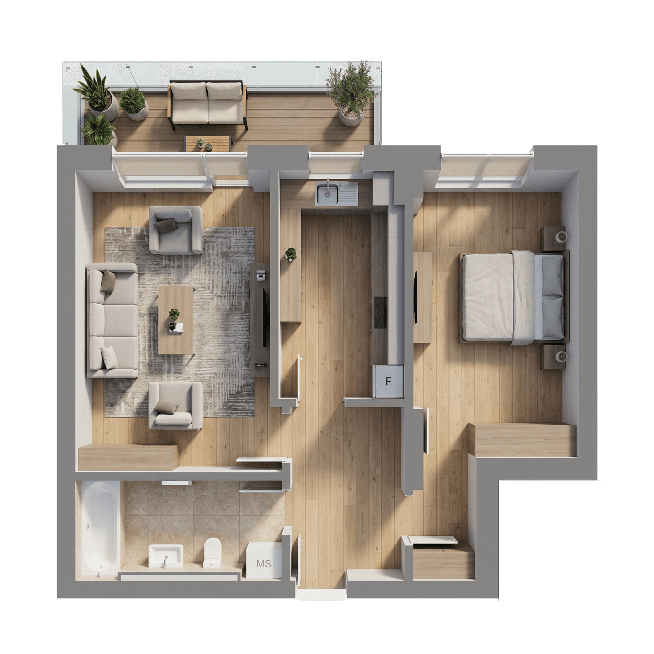 Plan apartament două camere