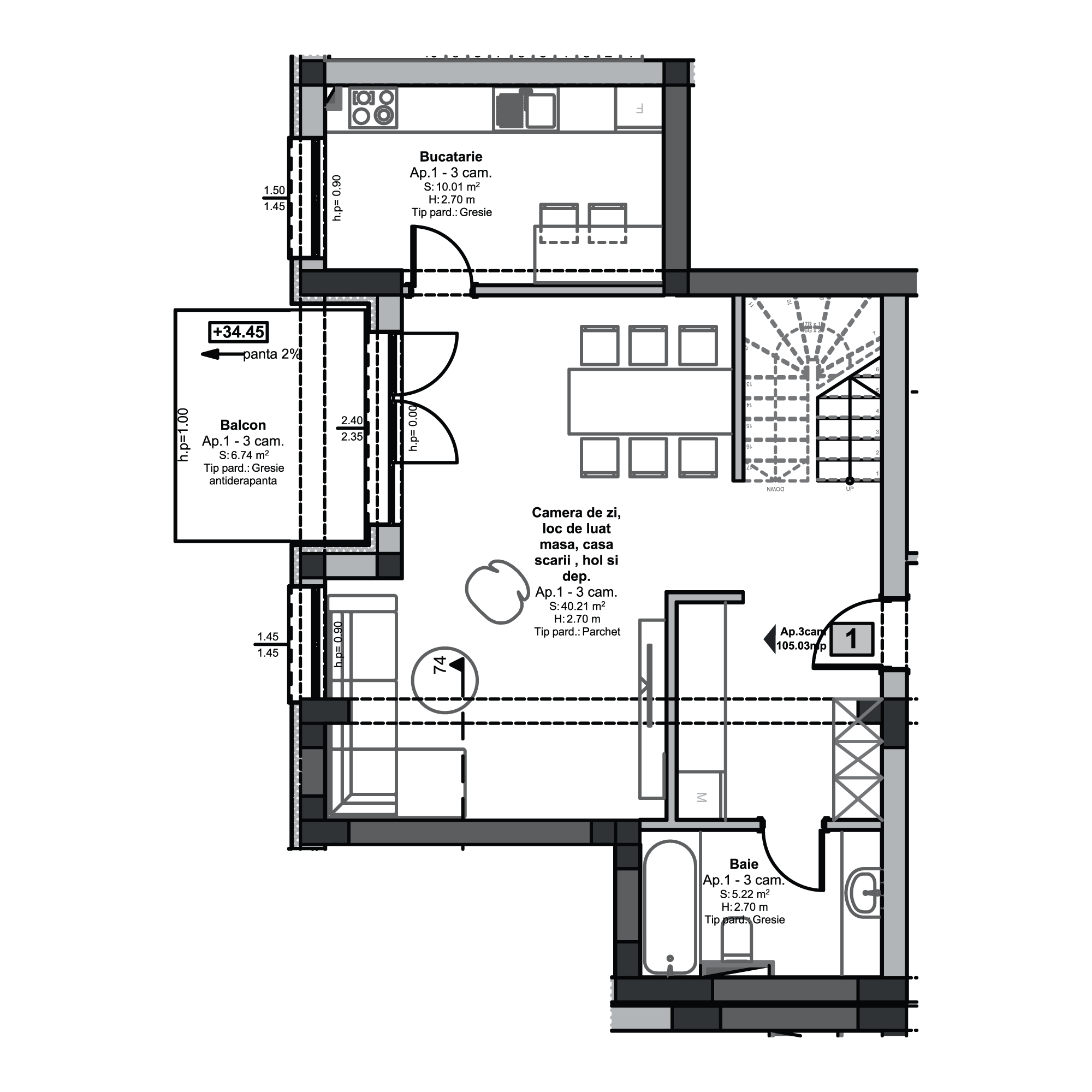 Plan apartament B100-11-1