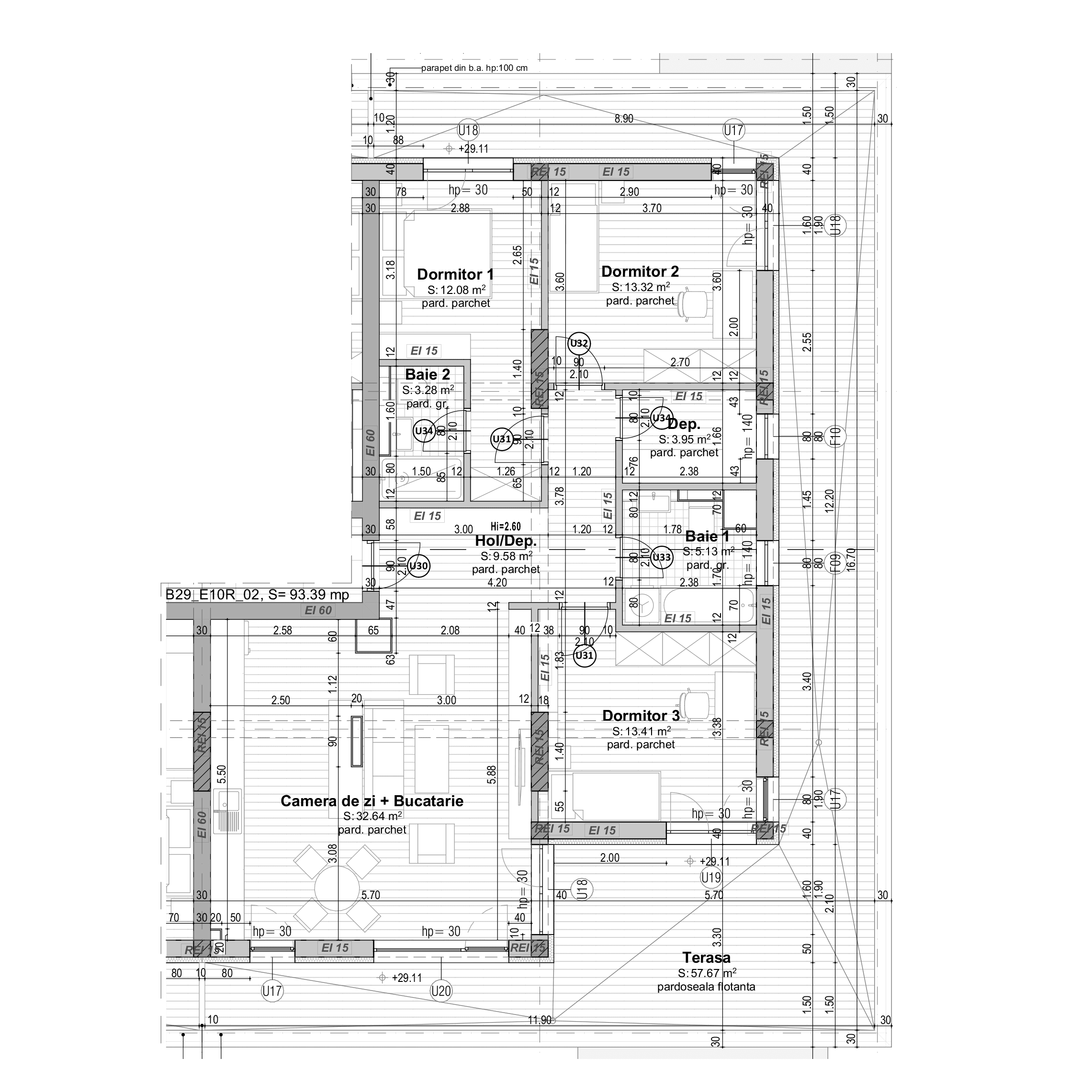 Plan apartament patru camere
