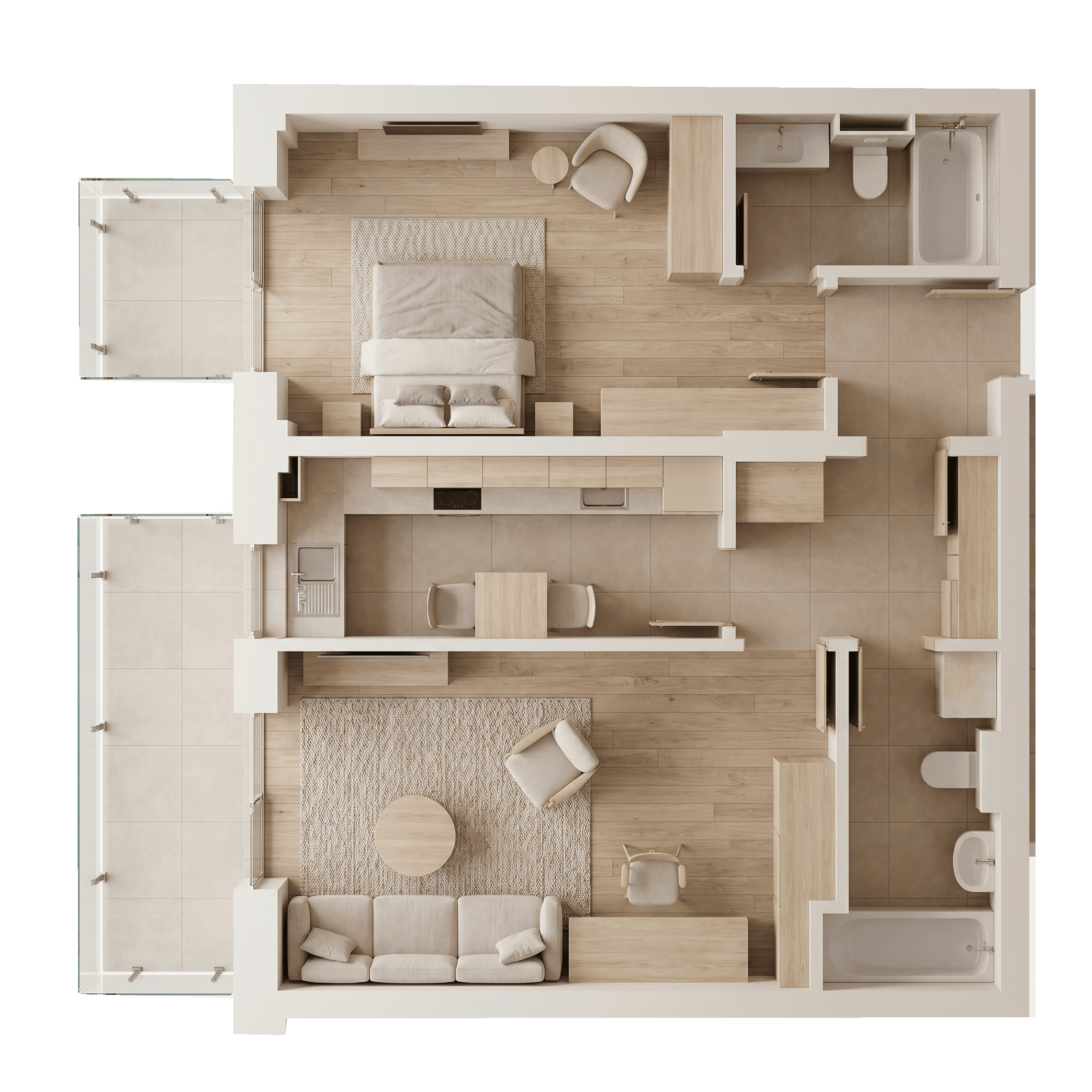 Plan apartament două camere