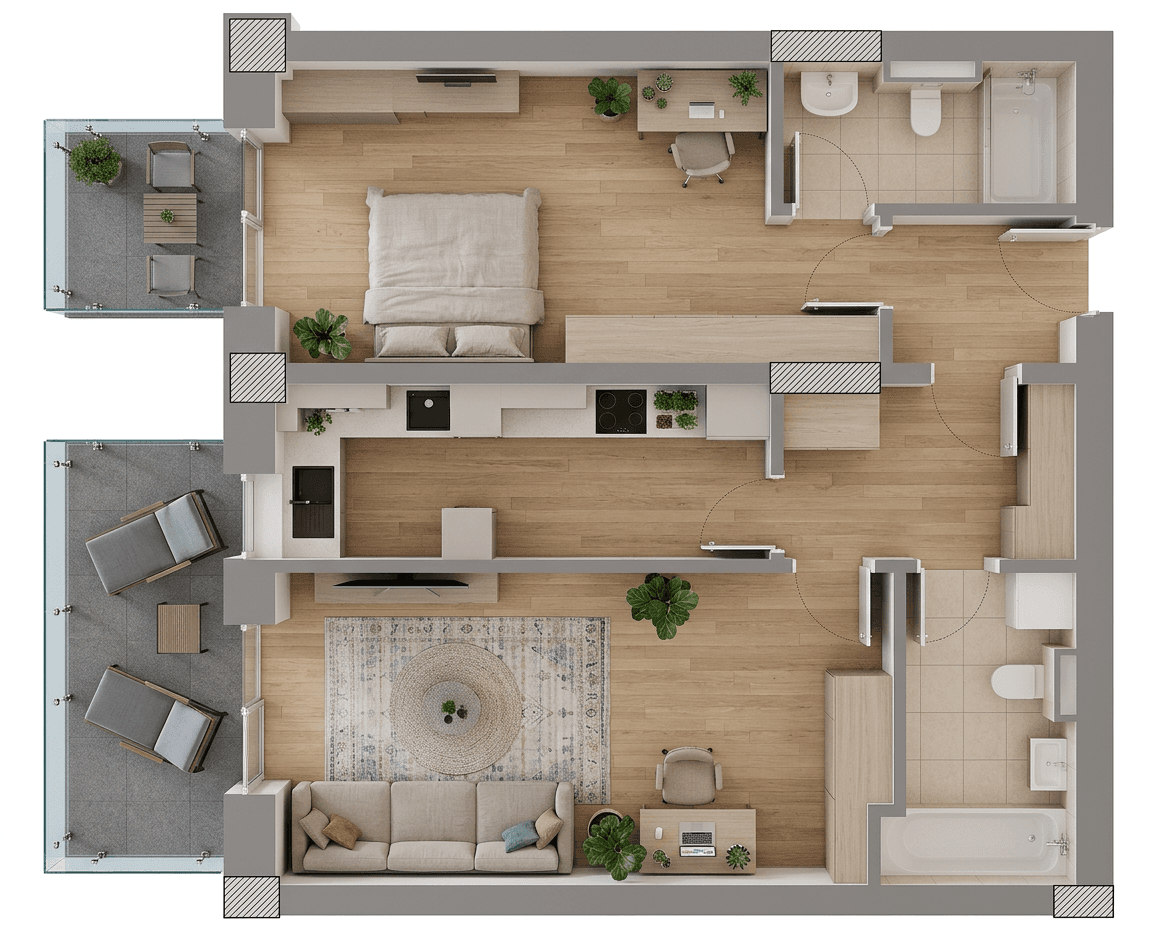 Plan apartament B107-P-1