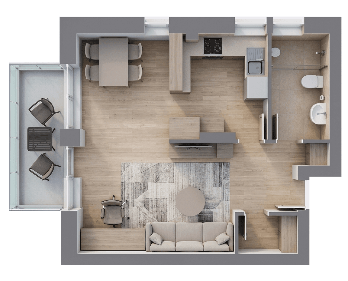 Plan apartament B107-P-2