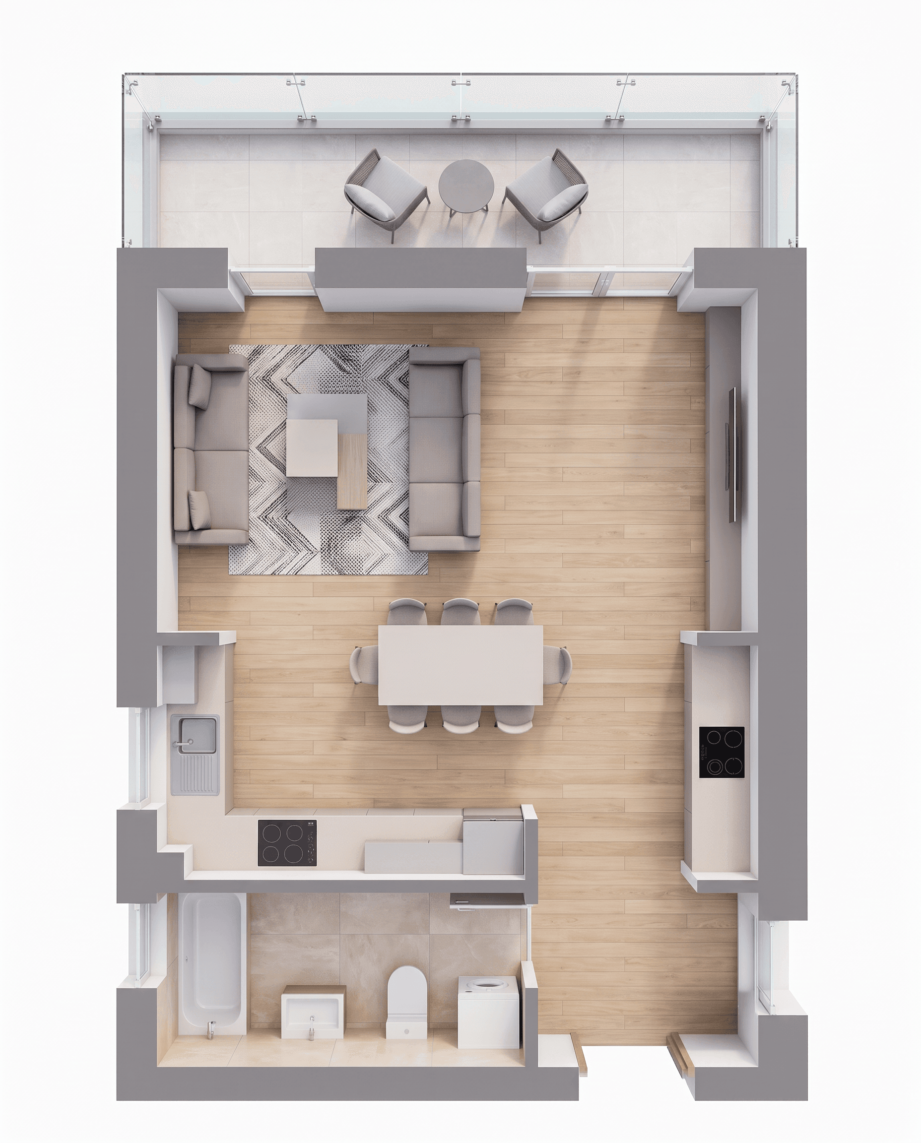 Plan apartament garsonieră
