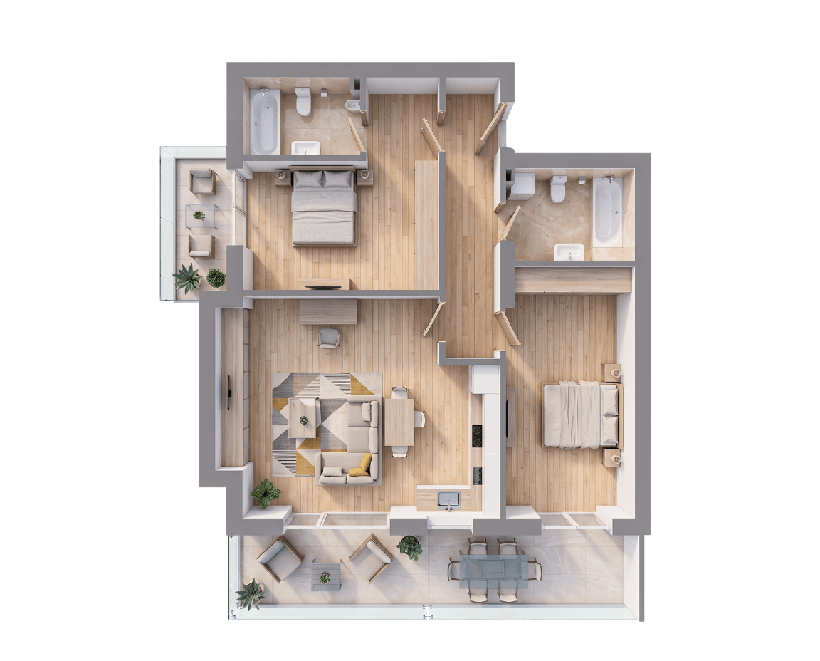 Plan apartament trei camere