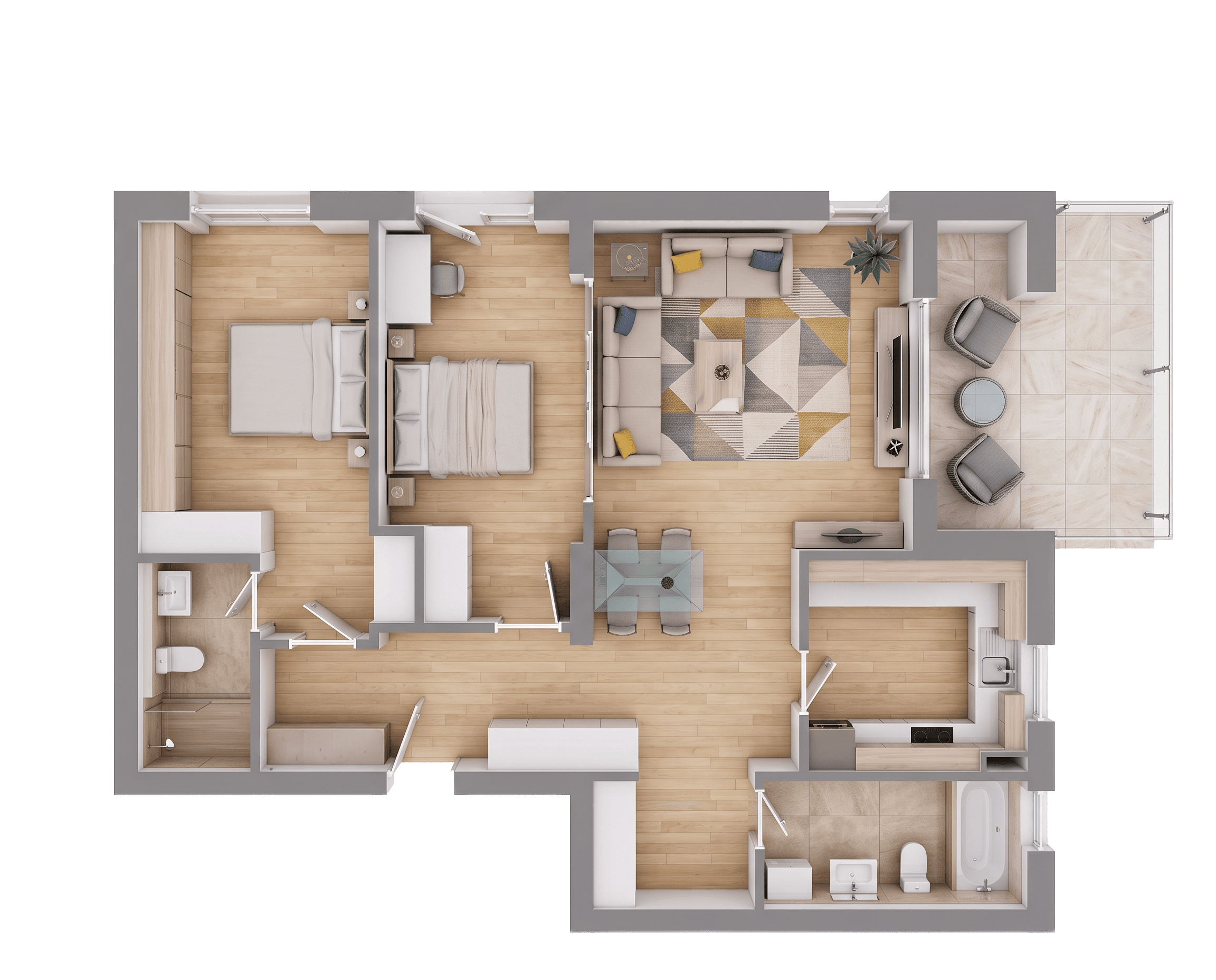 Plan apartament B32-2-4