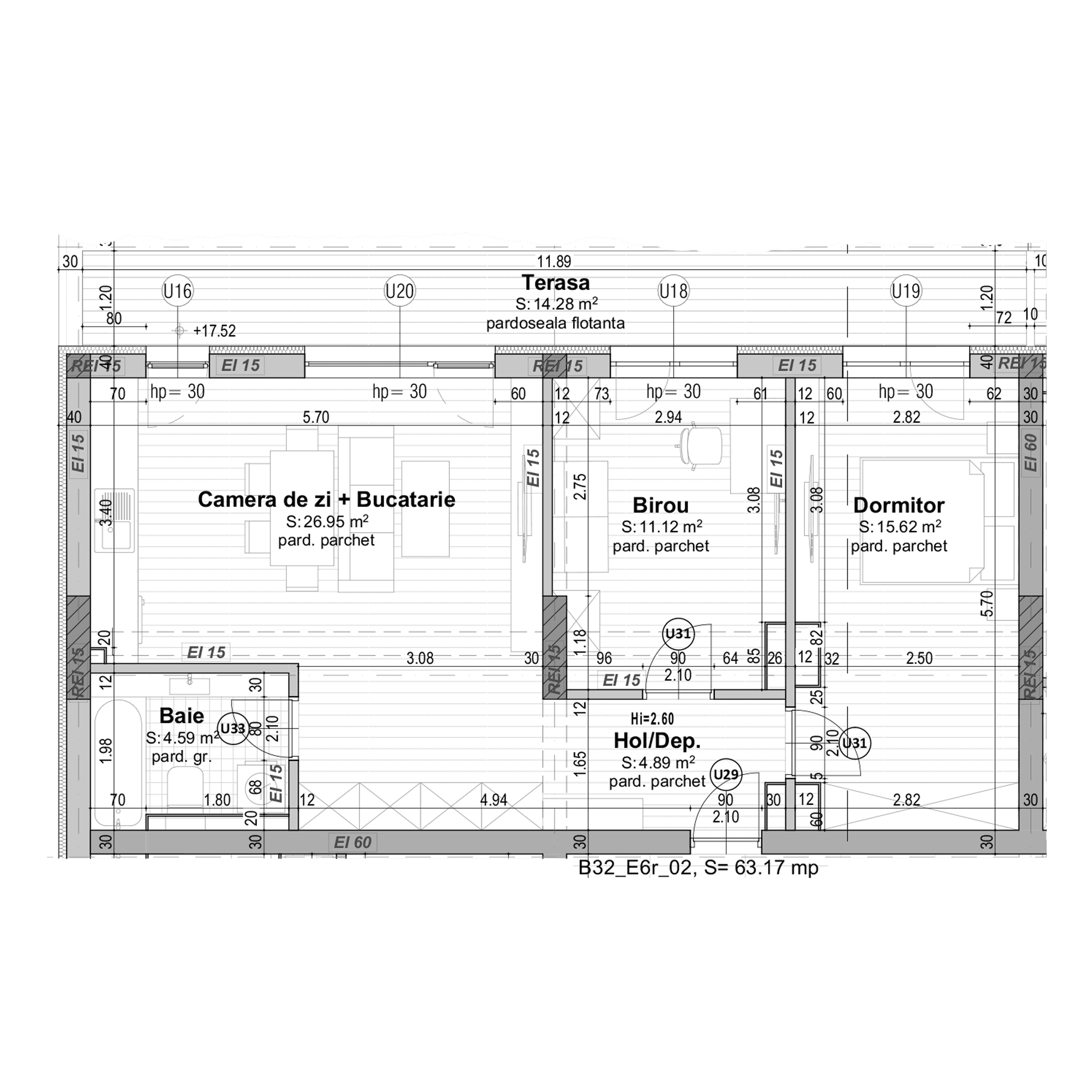 Plan apartament 2,5 camere