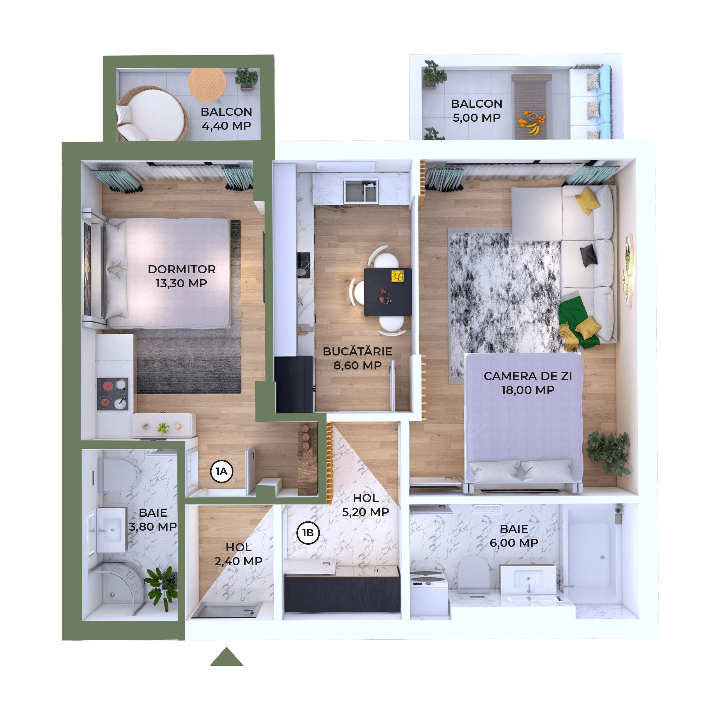 Plan apartament două camere