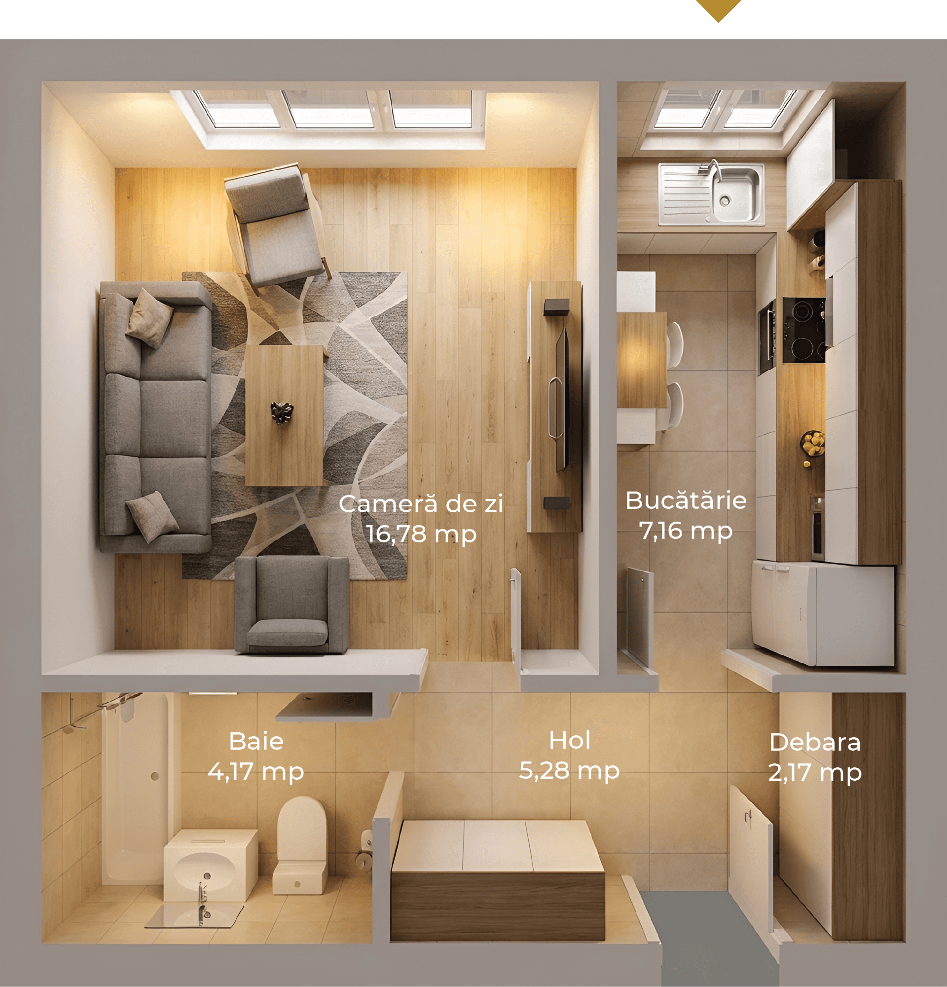 Plan apartament garsonieră