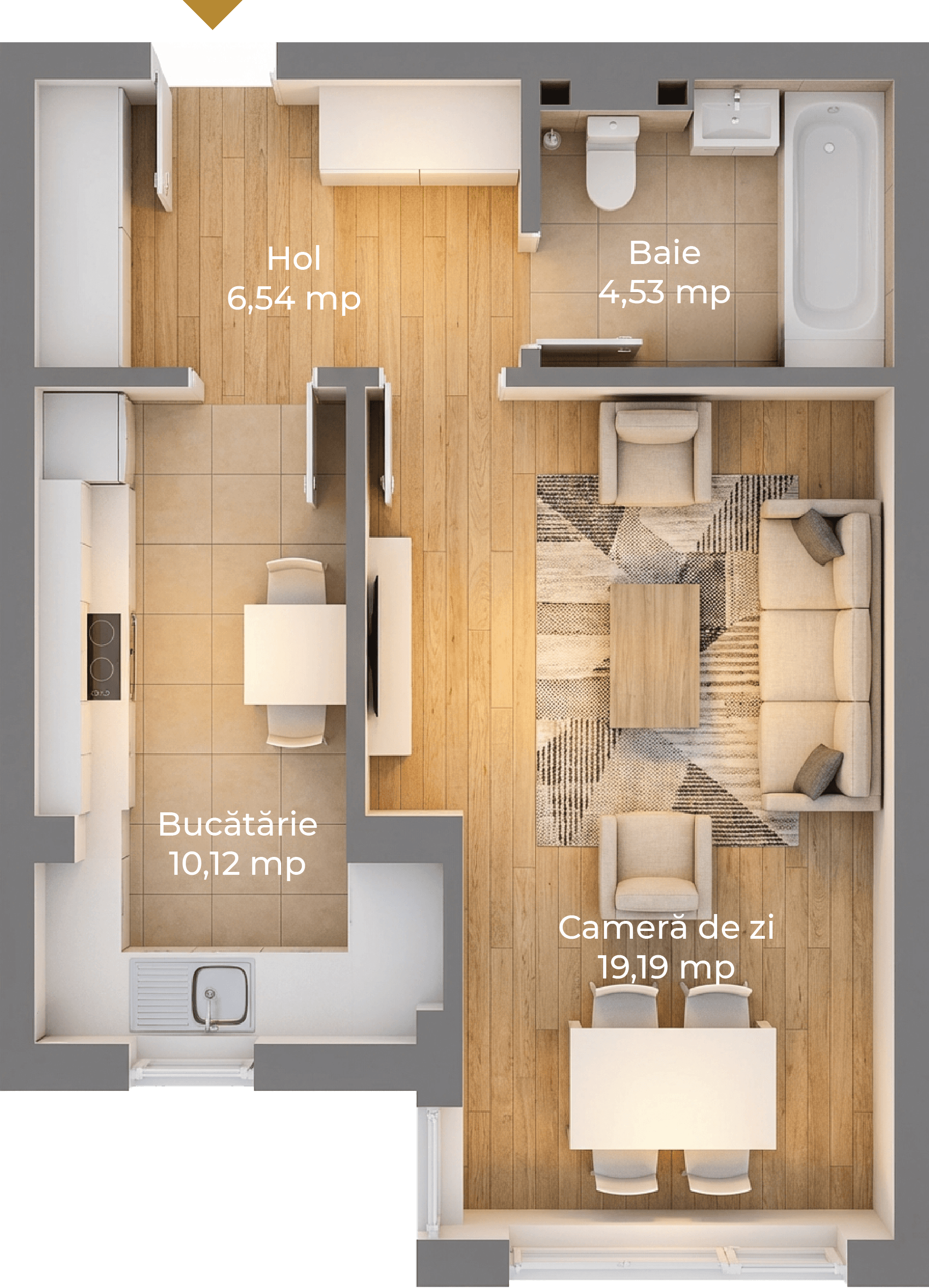 Plan apartament B25-D-74