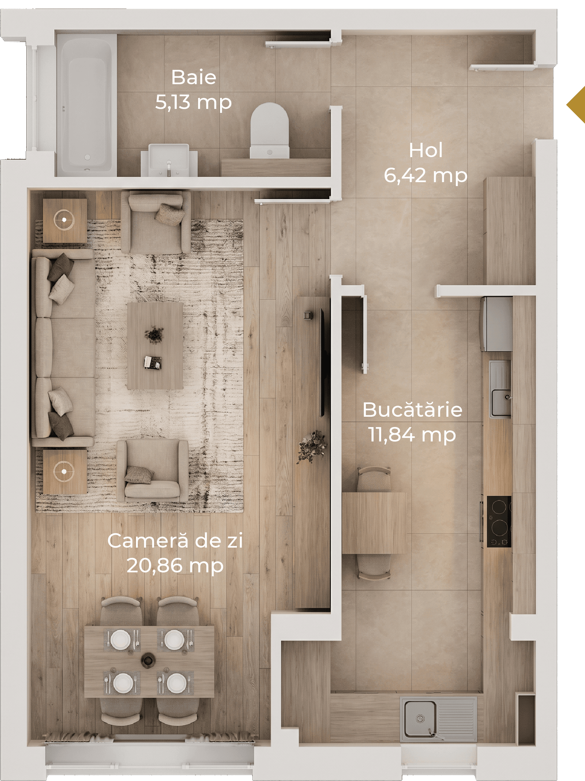 Plan apartament B25-D-75