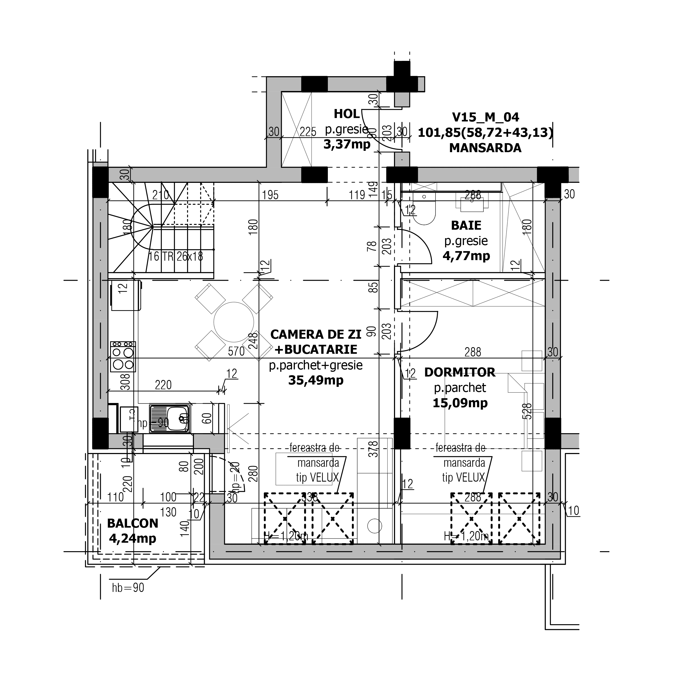 Plan apartament V15-M-4