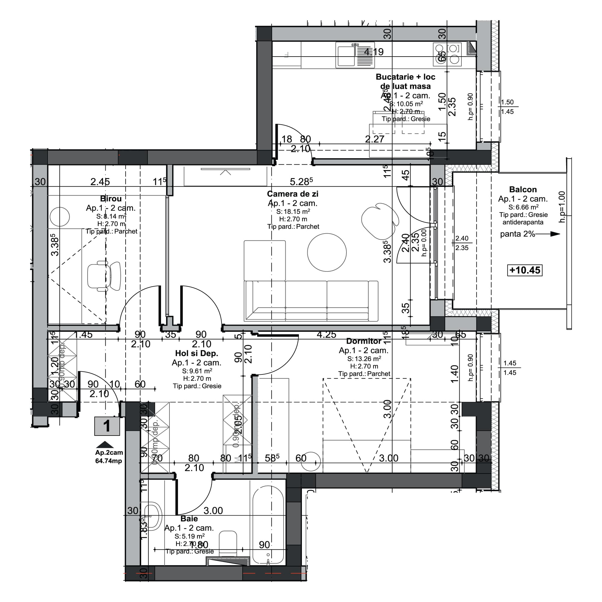 Plan apartament B100-2-1