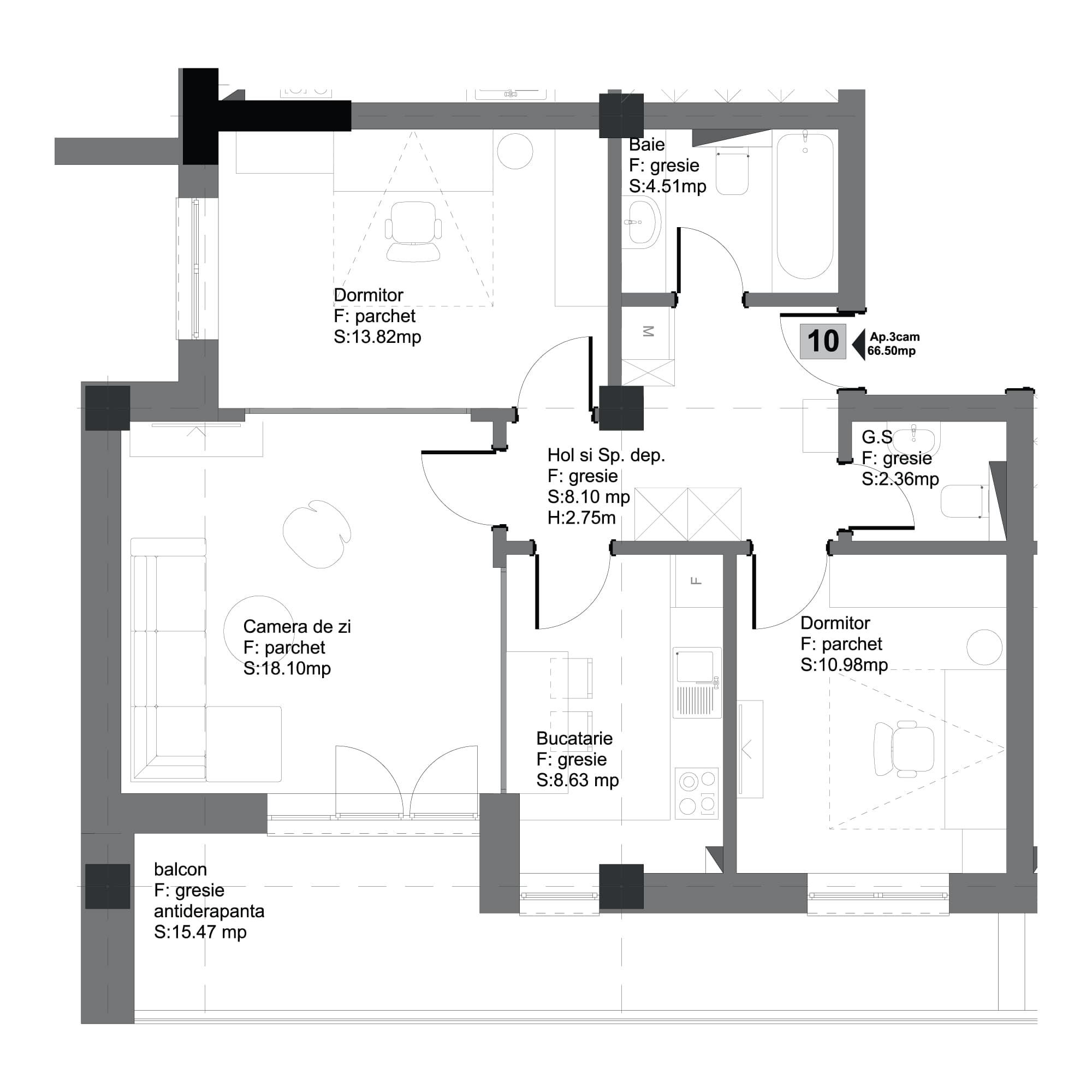 Plan apartament B102-4-10