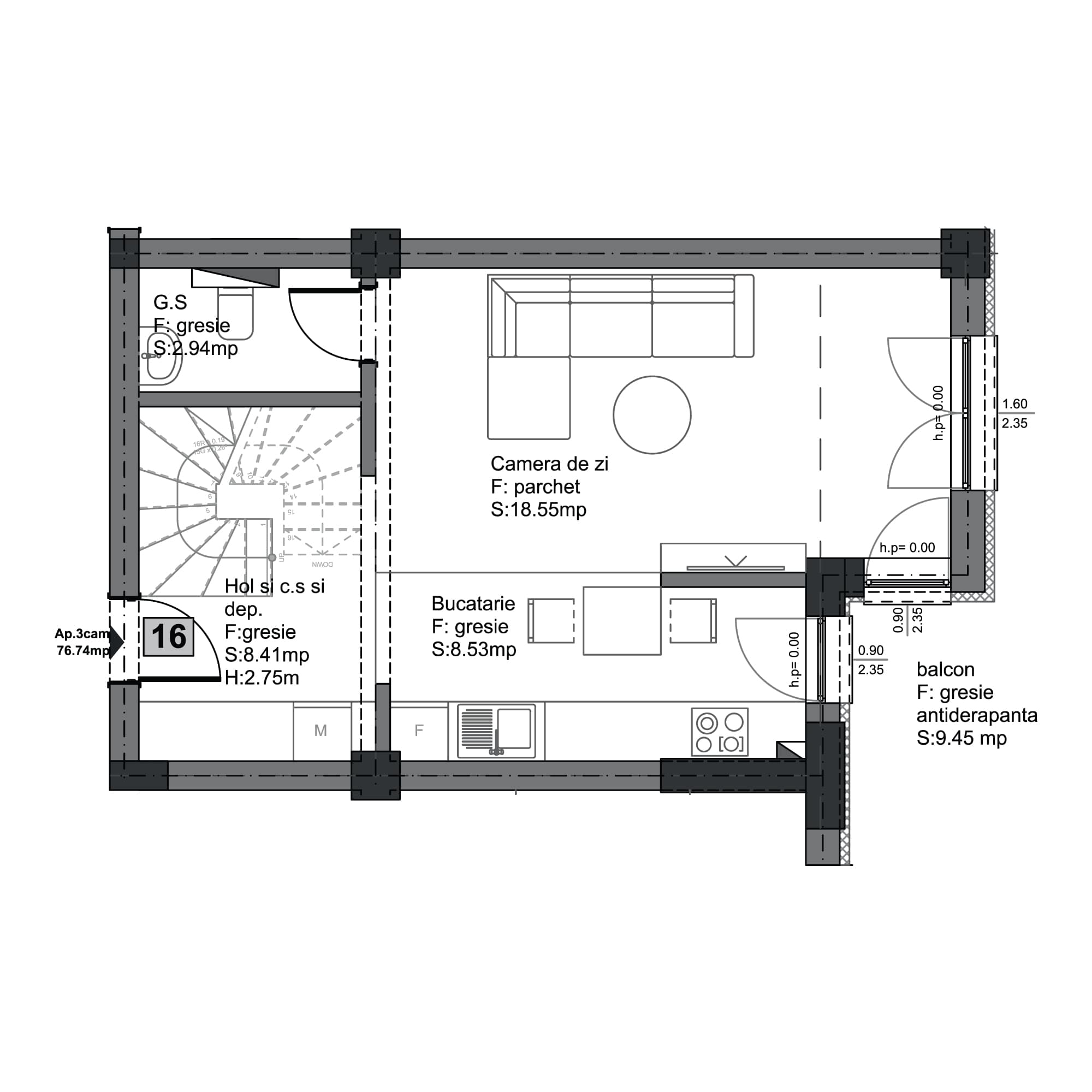 Plan apartament B102-11-16