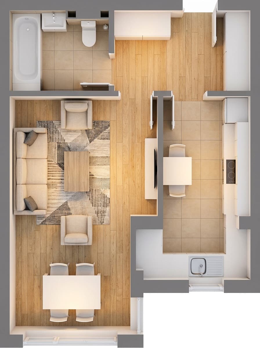 Plan apartament B23-D-80