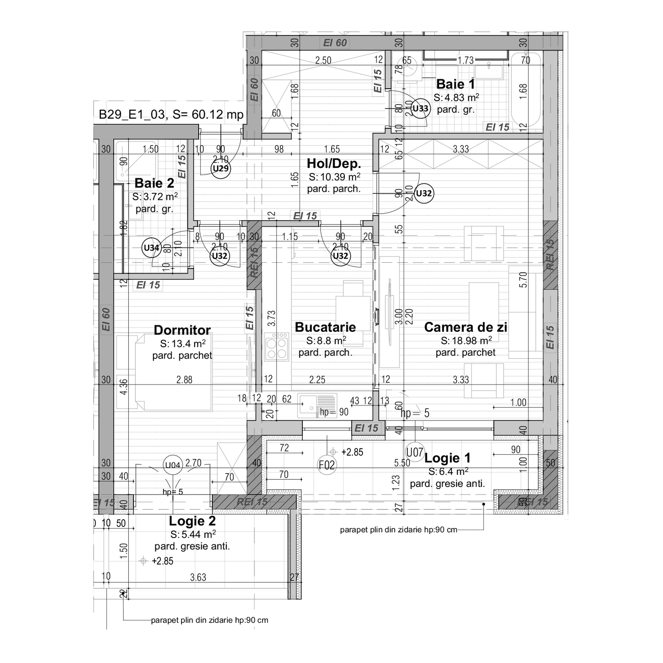 Plan apartament B29-1-3