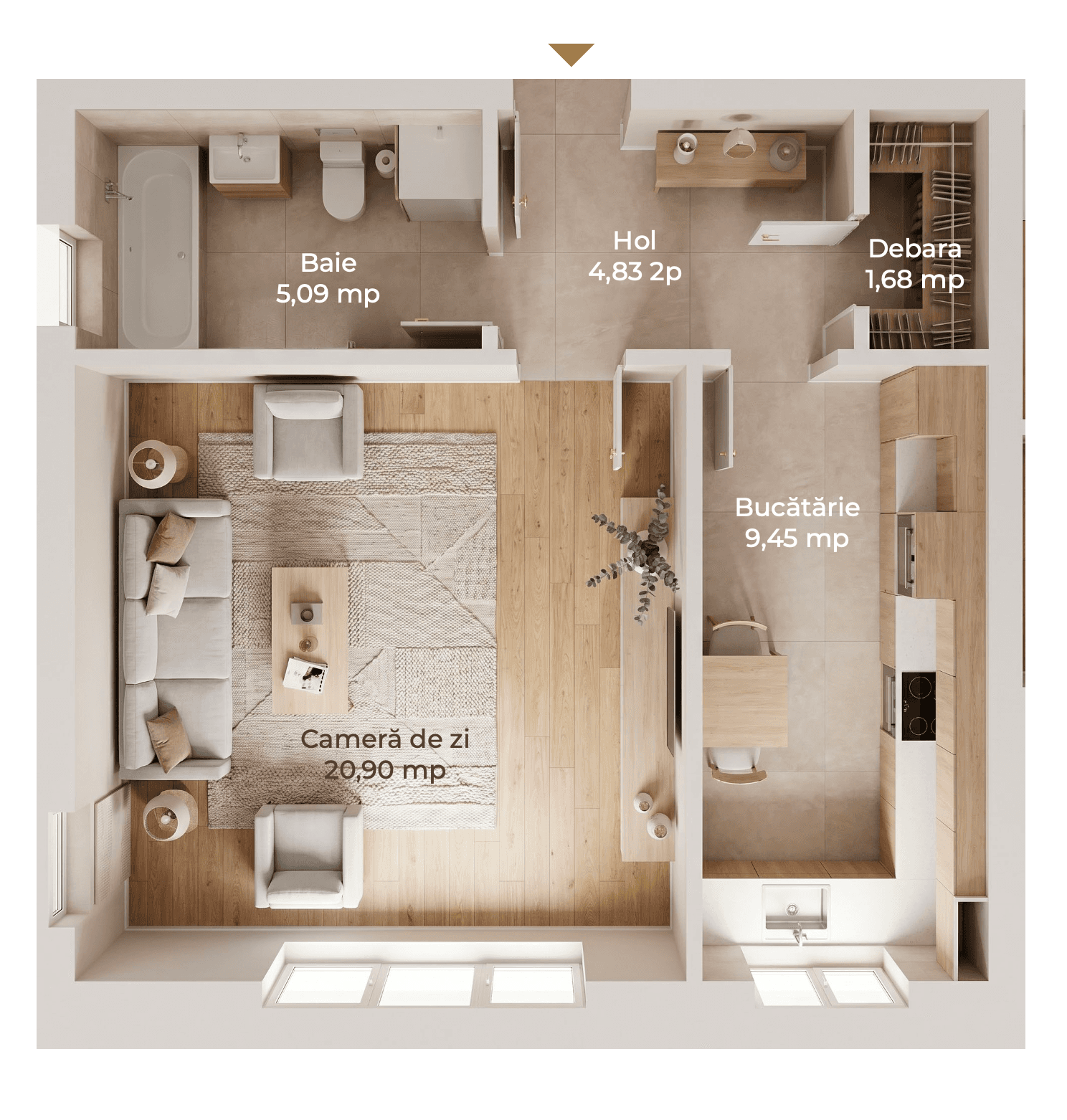 Plan apartament B16-D-93