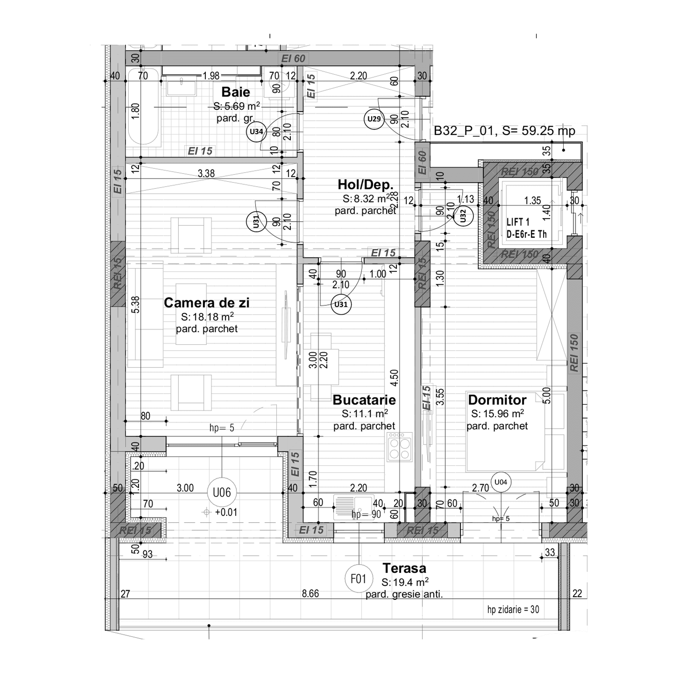 Plan apartament B32-P-1
