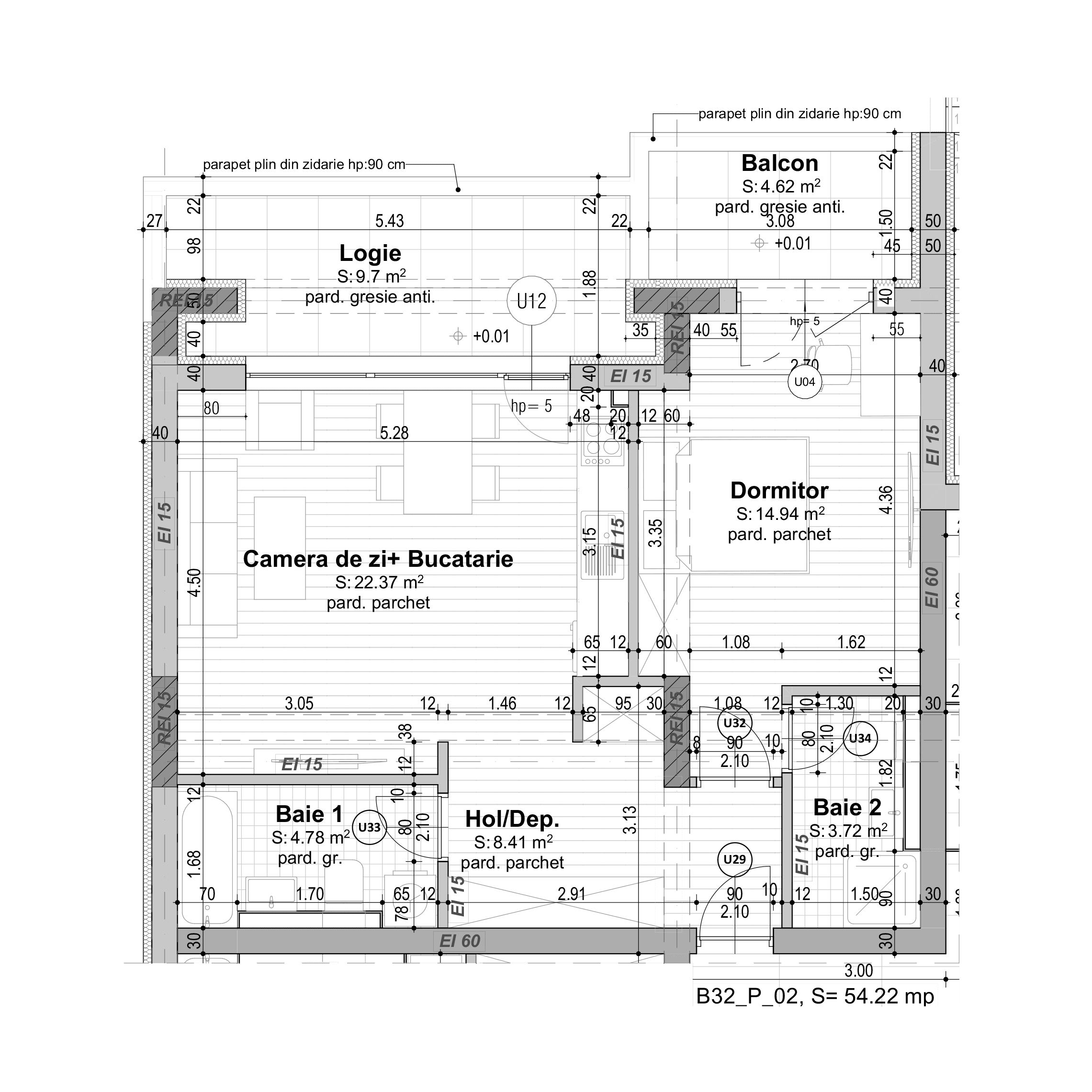 Plan apartament B32-P-2