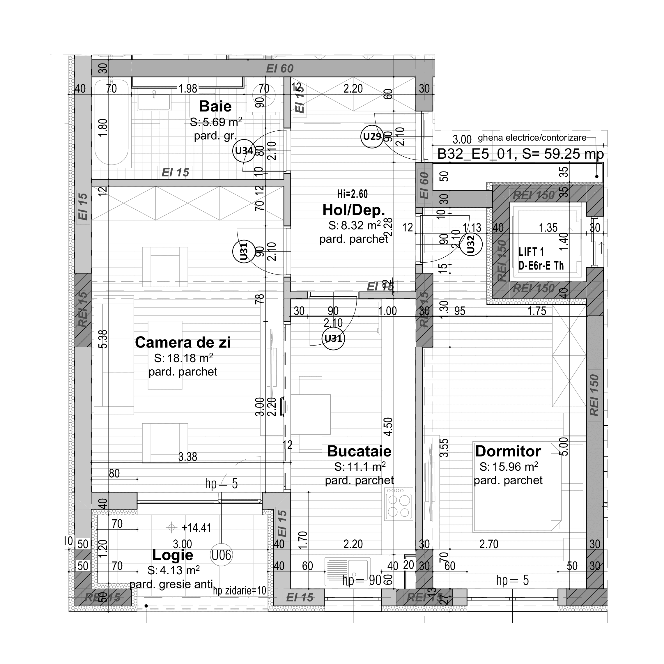 Plan apartament B32-1-1