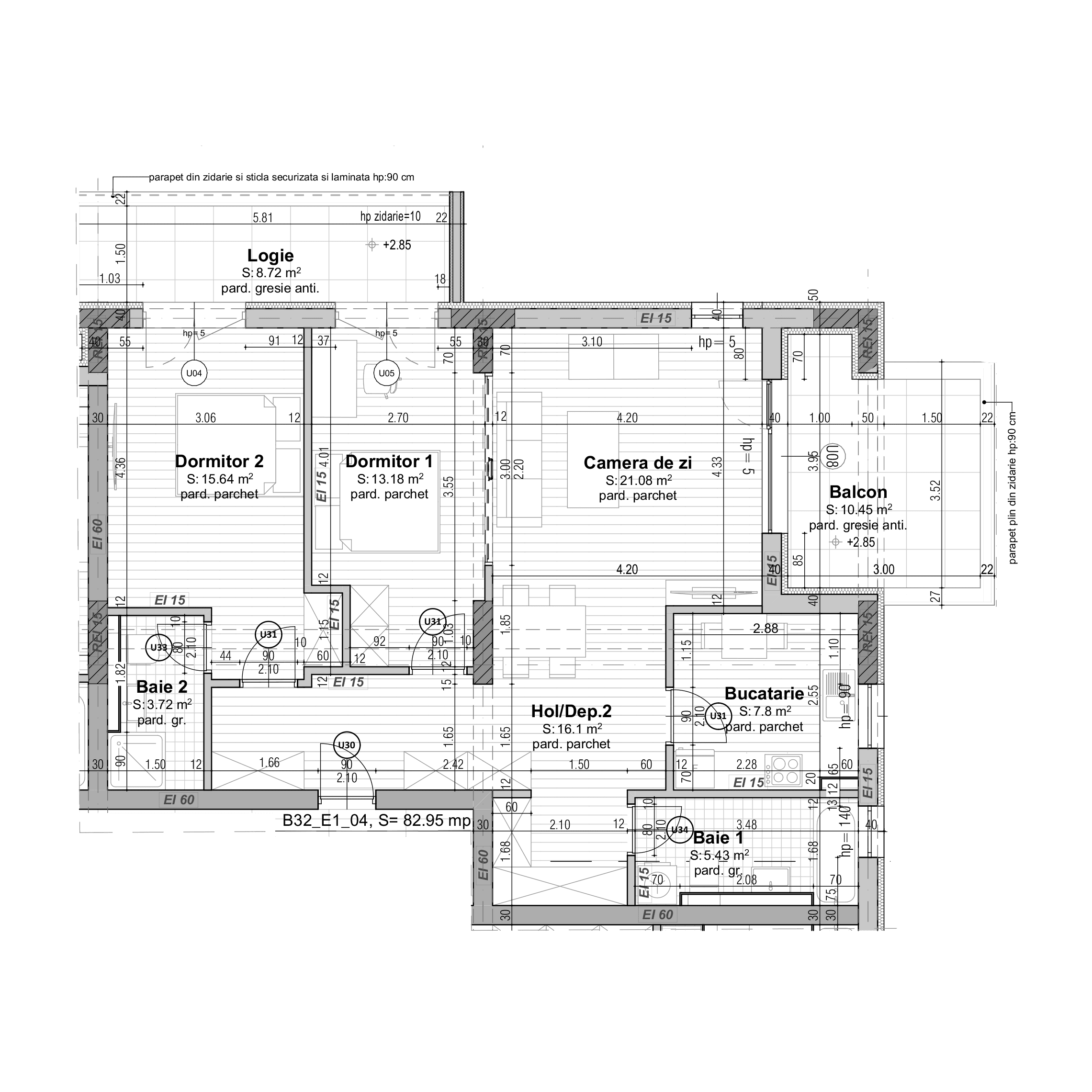 Plan apartament B32-1-4