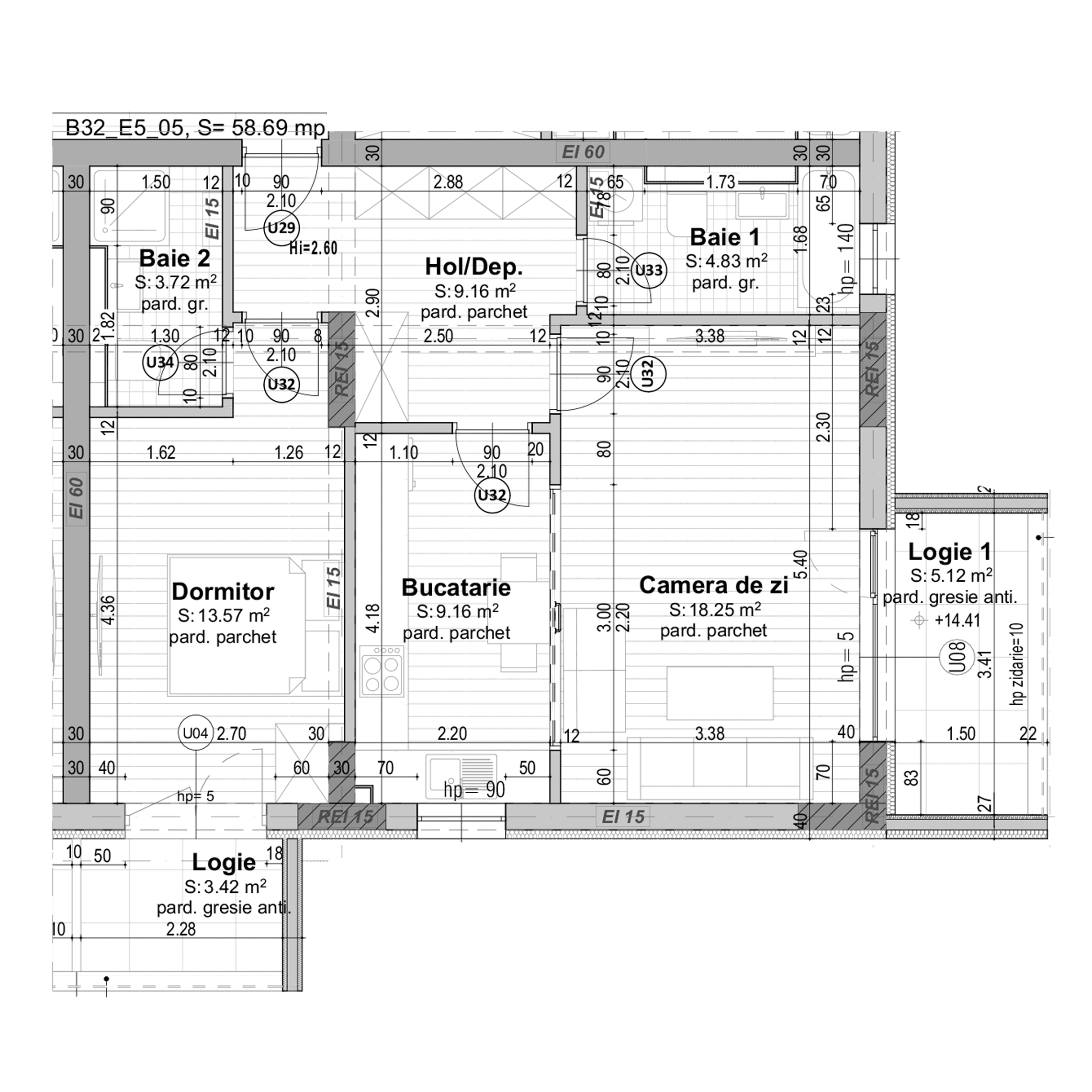 Plan apartament B32-1-5