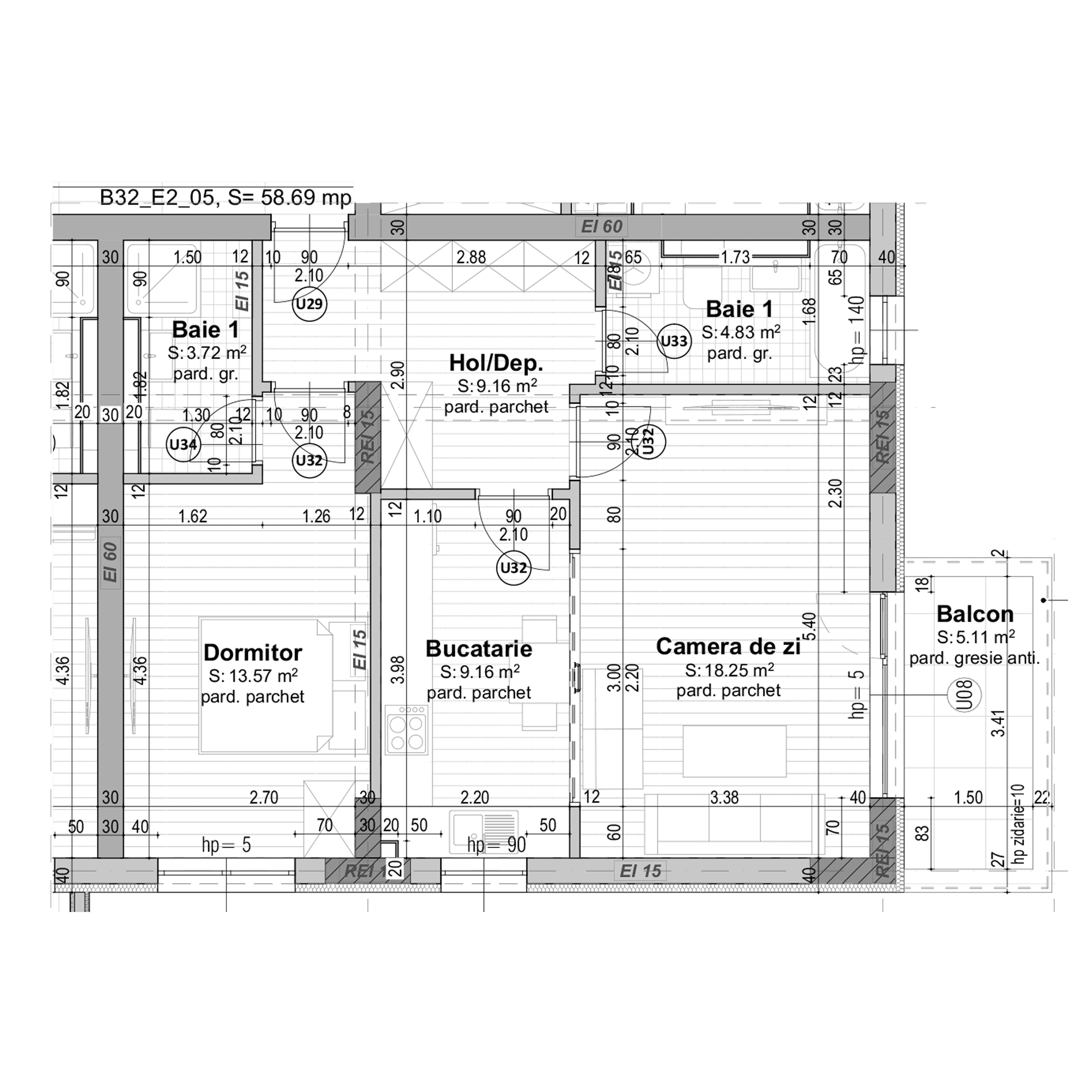 Plan apartament B32-2-5