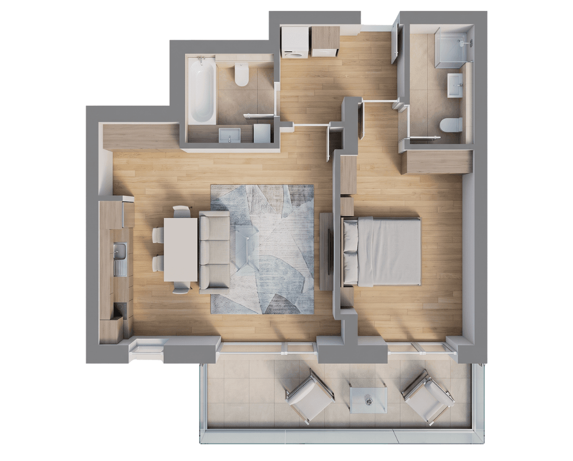 Plan apartament B32-2-6