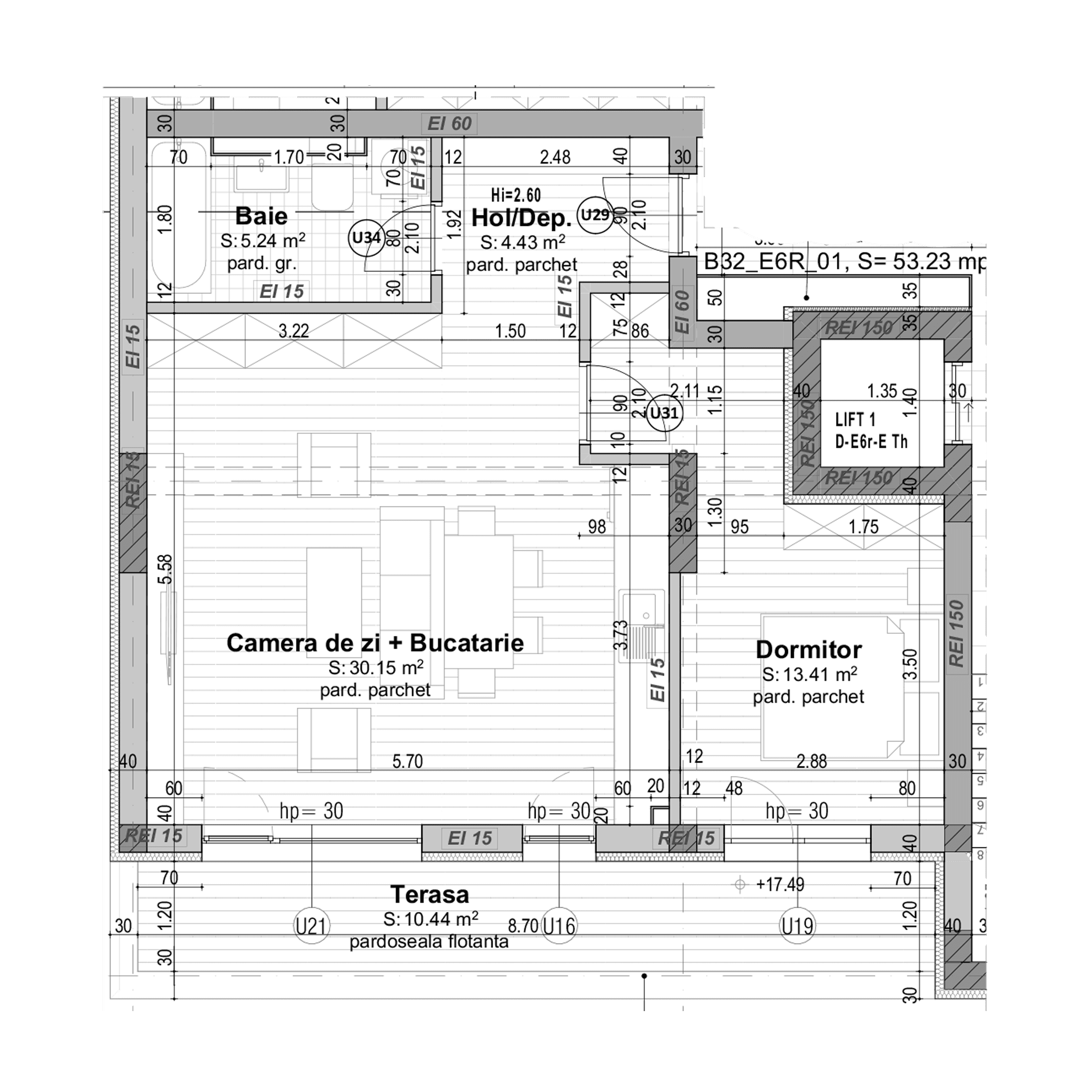 Plan apartament B32-6-1