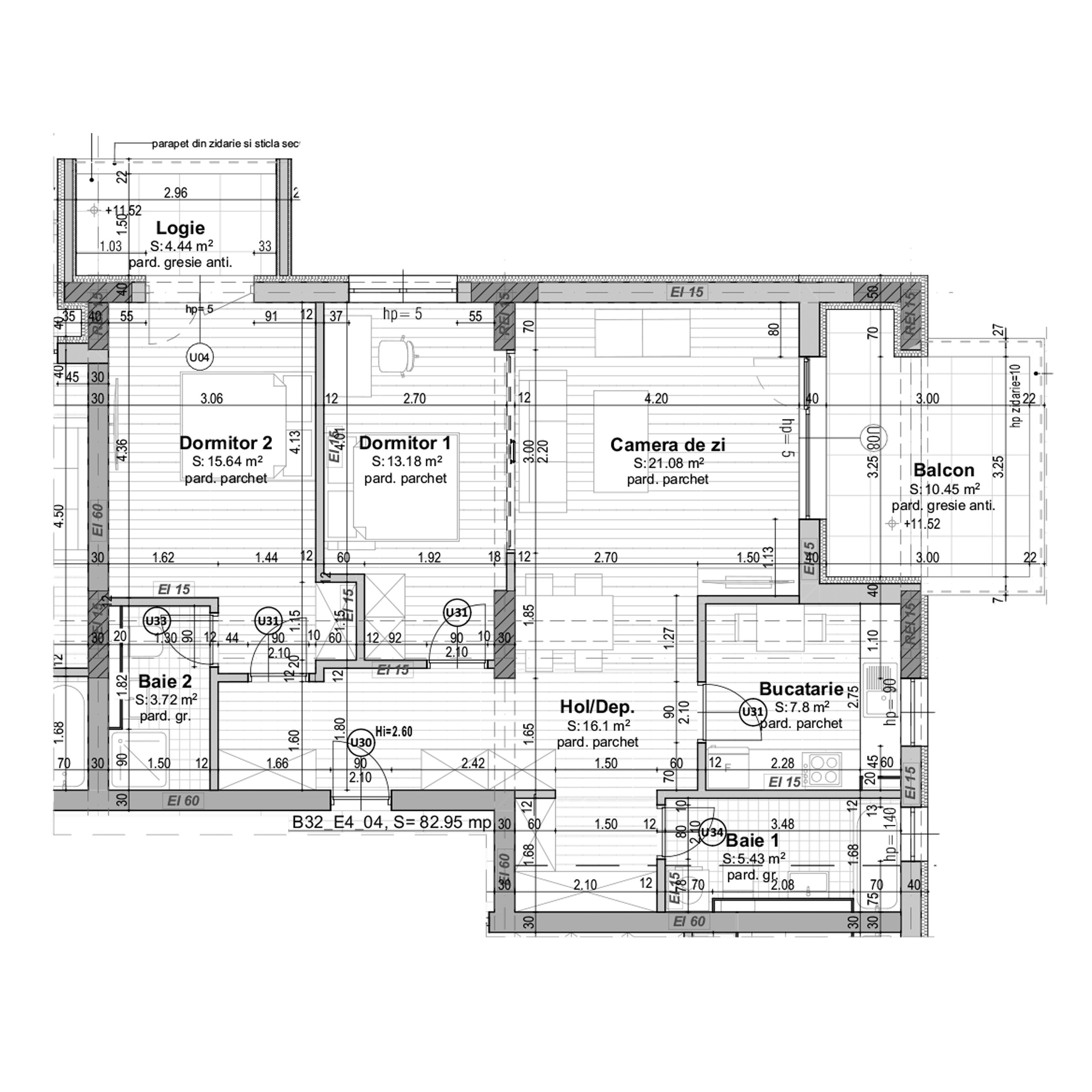 Plan apartament B32-4-4
