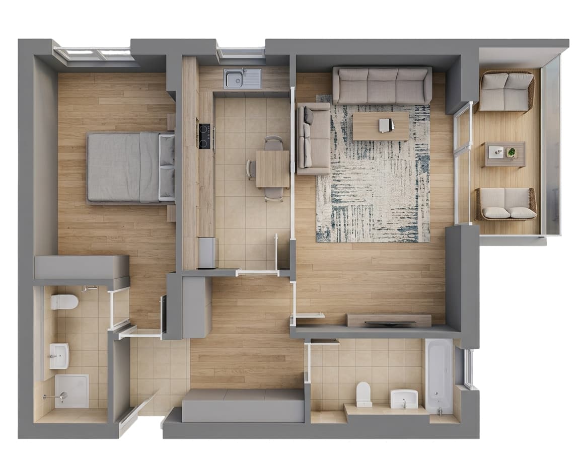 Plan apartament B30-2-2